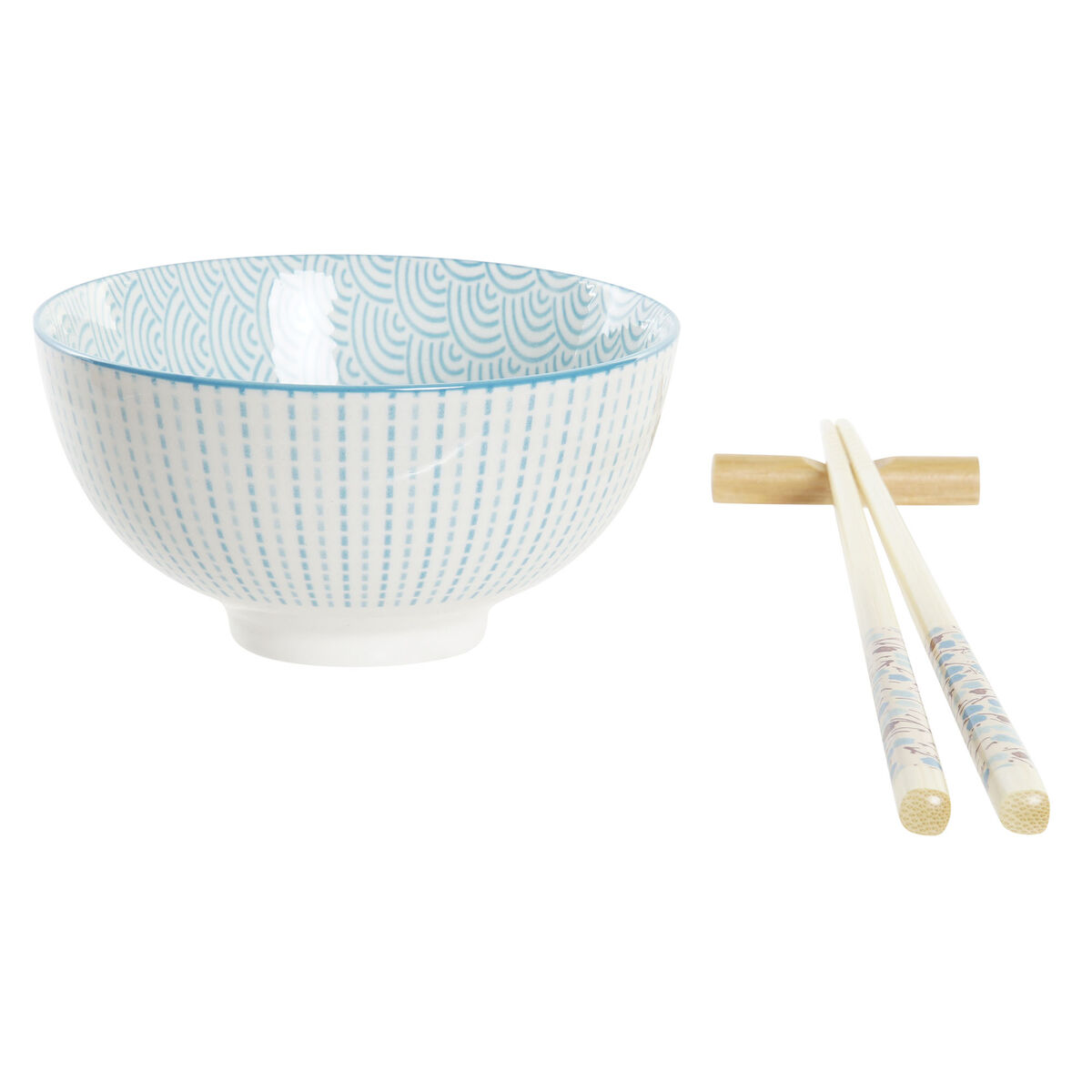 Sushiset DKD Home Decor Blå Vit Bambu Stengods Orientalisk 30 x 21 x 7 cm (6 Delar) (2 antal) - 4
