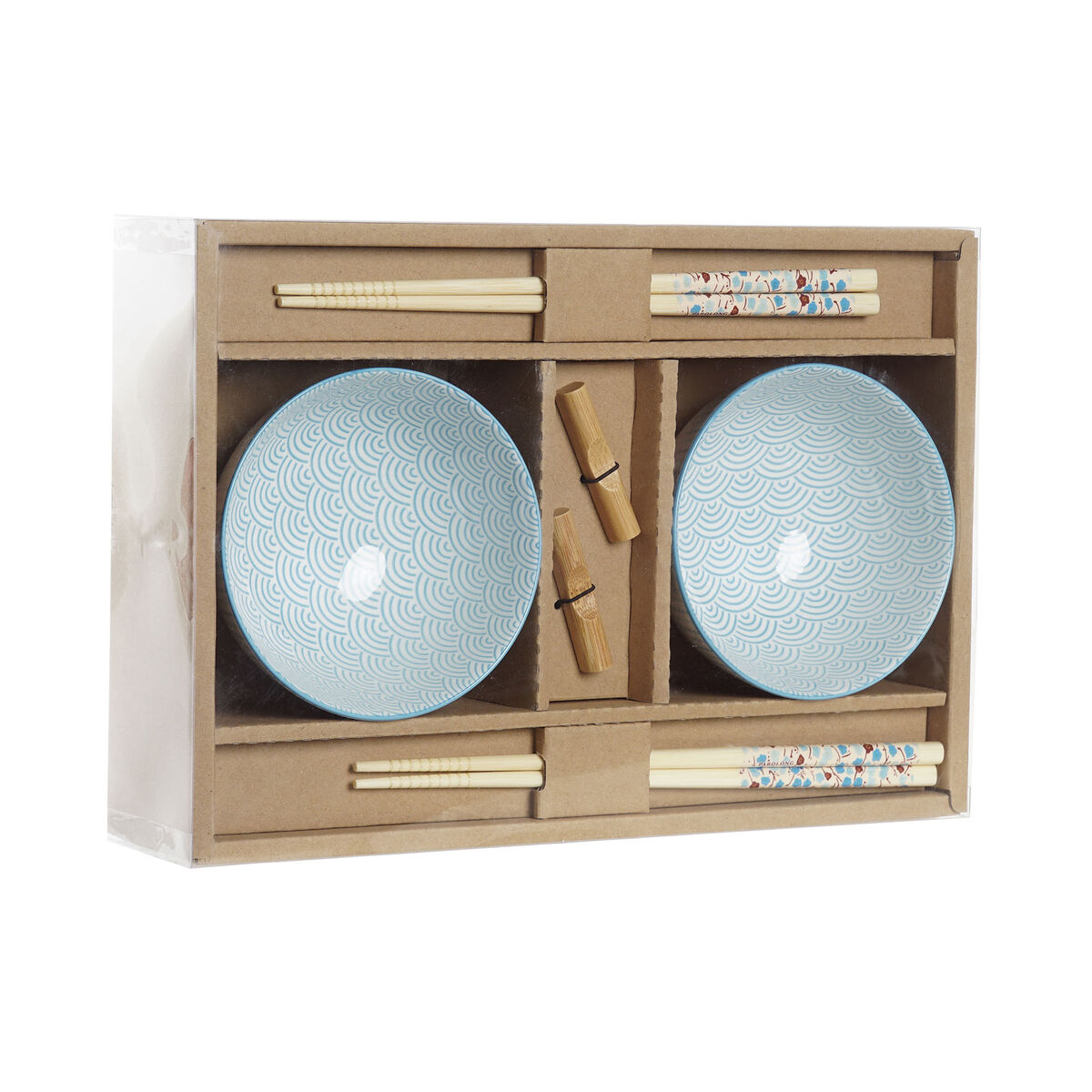 Sushiset DKD Home Decor Blå Vit Bambu Stengods Orientalisk 30 x 21 x 7 cm (6 Delar) (2 antal) - 2