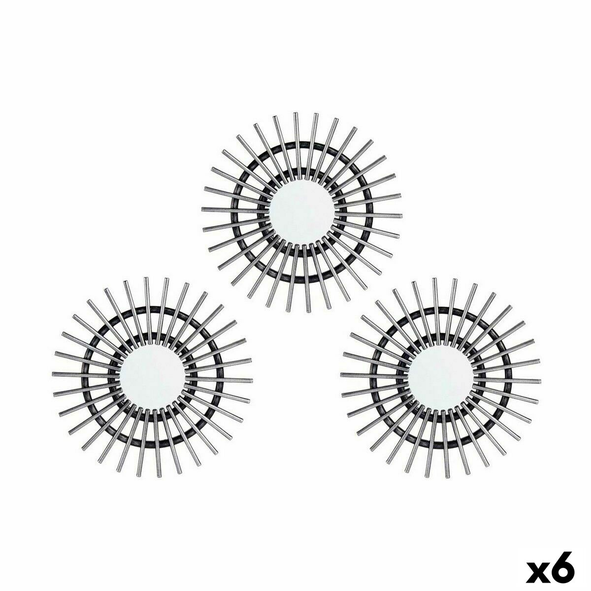 Spegelspel Ax Svart Silvrig Plast 25 x 1,5 x 25 cm (6 antal)