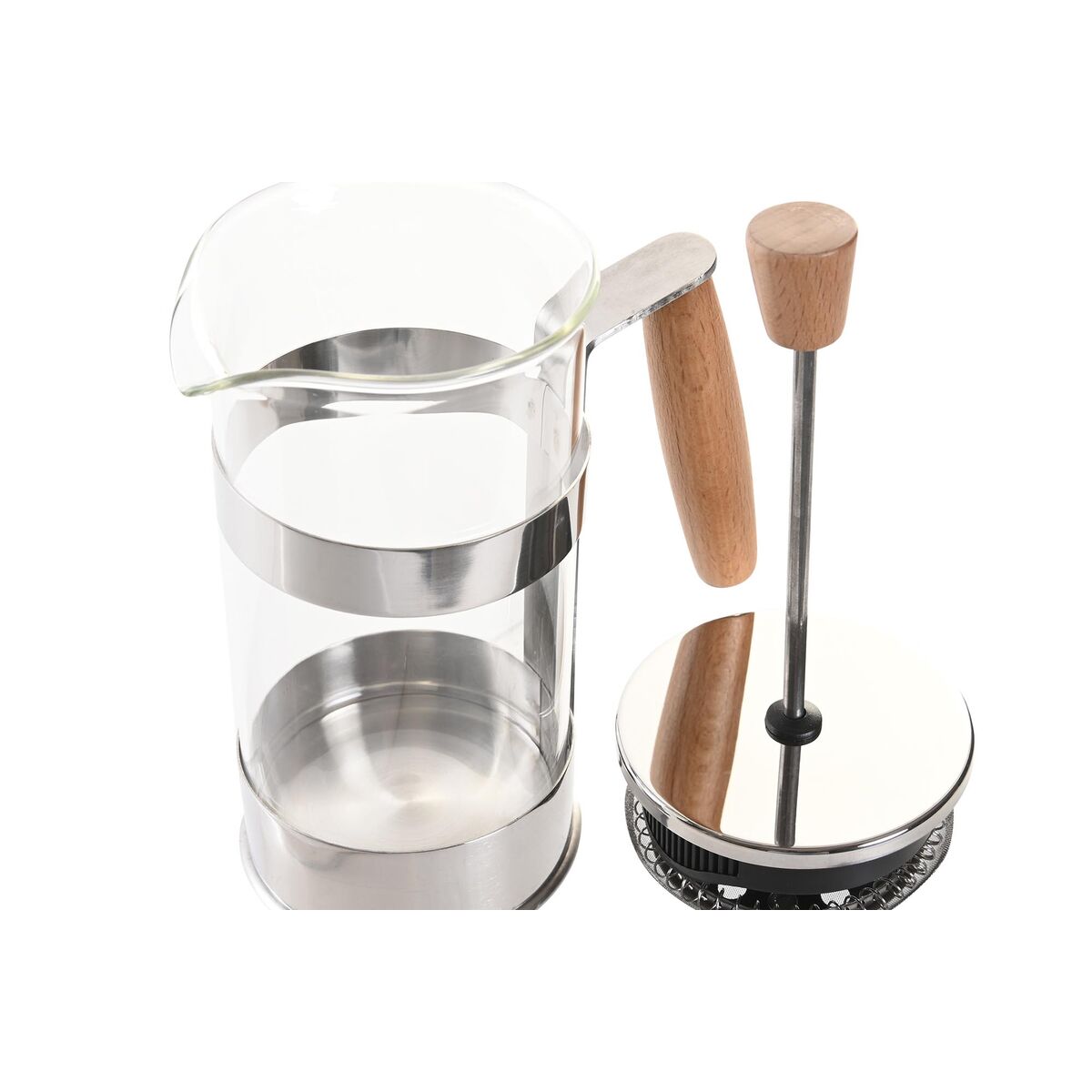 Kaffepress DKD Home Decor Silvrig Naturell Rostfritt stål Borosilikatglas 350 ml 16 x 9 x 18,5 cm - 7