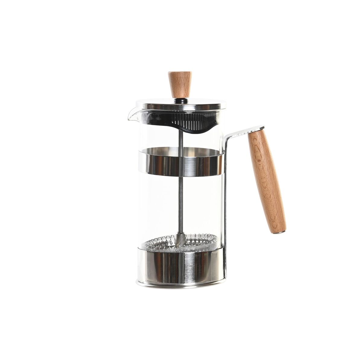 Kaffepress DKD Home Decor Silvrig Naturell Rostfritt stål Borosilikatglas 350 ml 16 x 9 x 18,5 cm