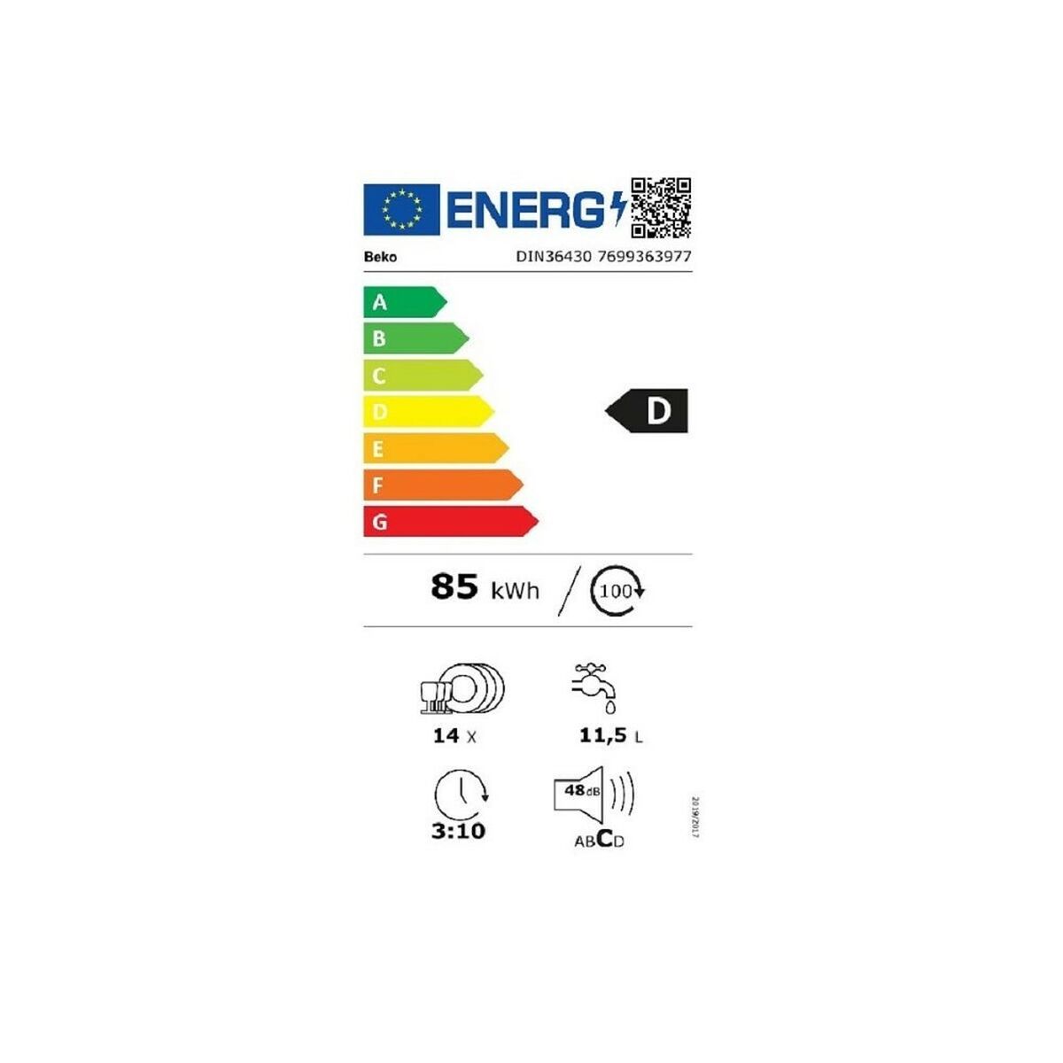 Diskmaskin BEKO DIN36430 Vit 60 cm (60 cm) - 8