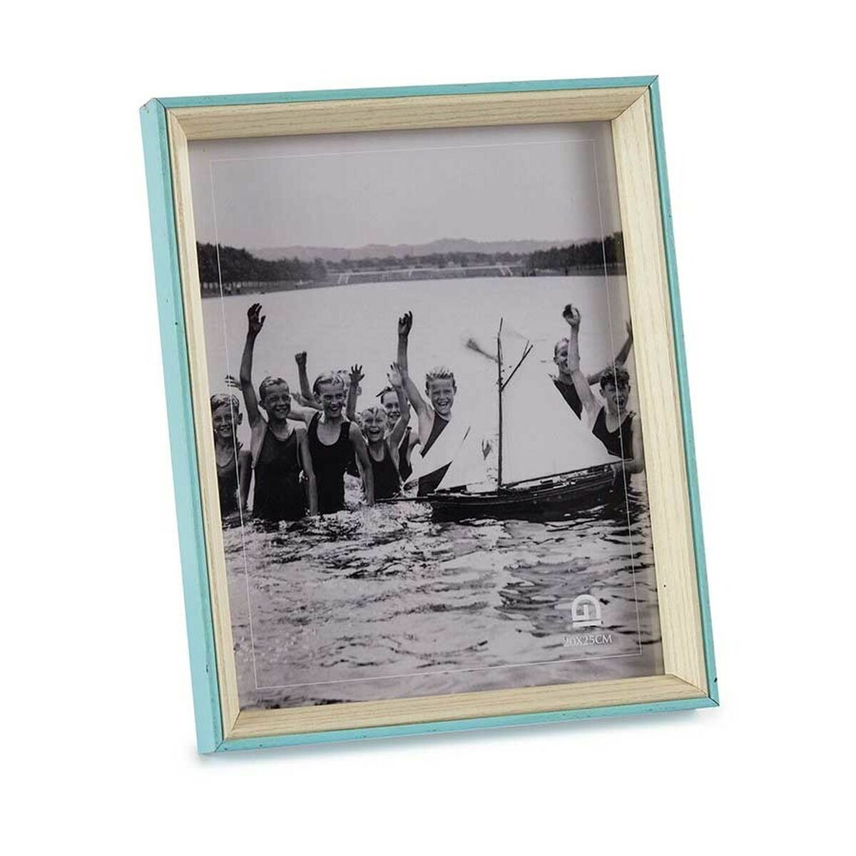 Fotoram Glas Blå Vit 3 x 27 x 22 cm Trä MDF (6 antal) - 2