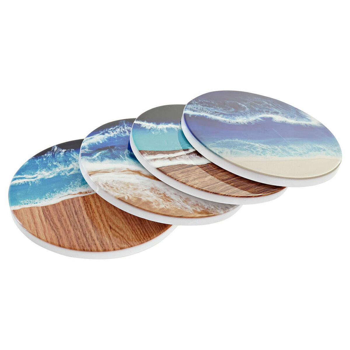 Underlägg DKD Home Decor Dolomite Strand Kork Medelhavs (4 pcs)