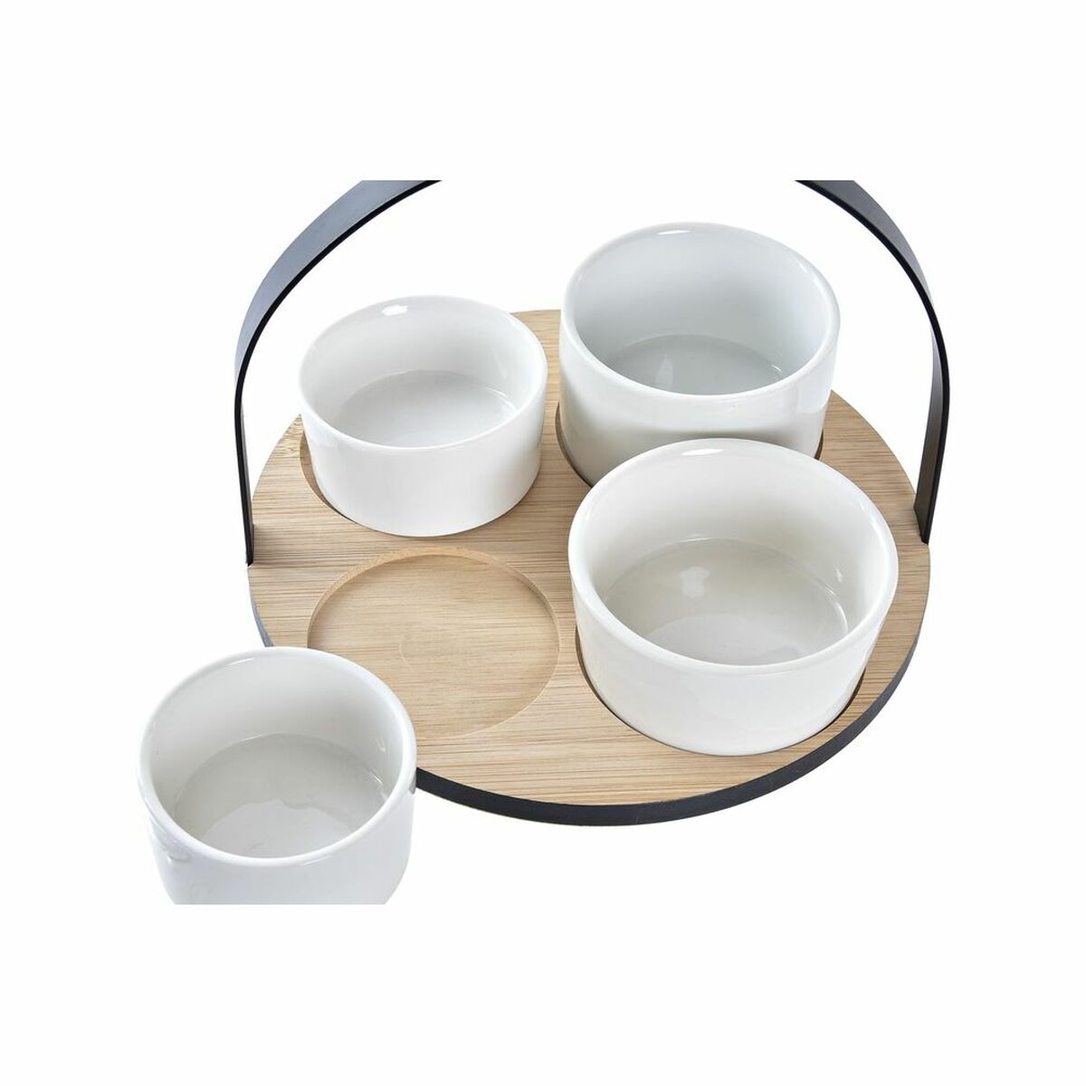 Tilltuggsset DKD Home Decor Vit/Svart Metall Bambu Stengods Loft 5 Delar 20 x 20 x 14 cm - 4