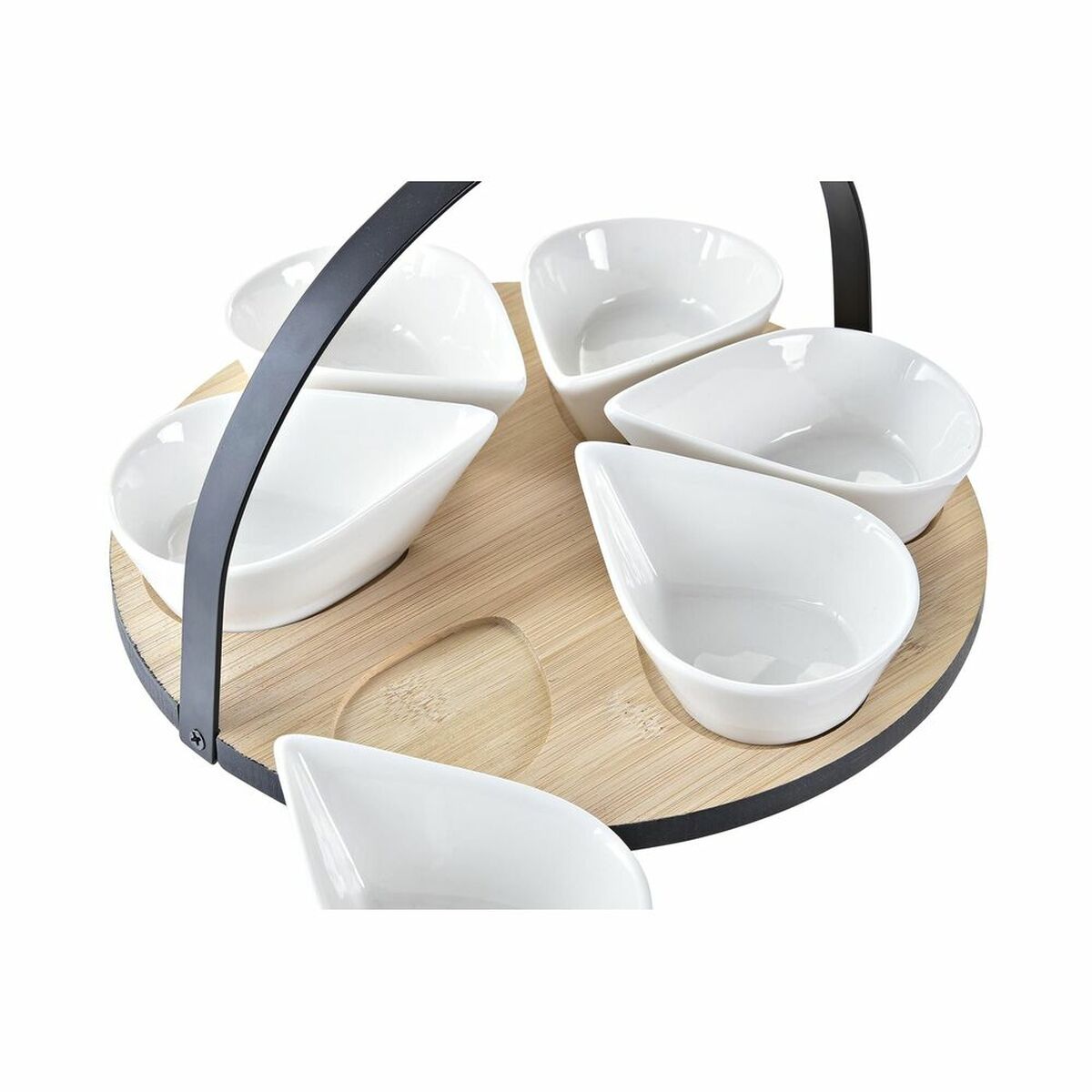 Tilltuggsset DKD Home Decor Vit/Svart Metall Bambu Stengods Loft 7 Delar 30 x 40 cm 25 x 25 x 14 cm - 4