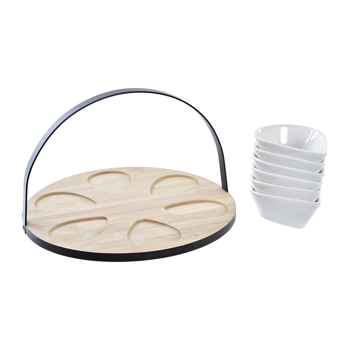 Tilltuggsset DKD Home Decor Vit/Svart Metall Bambu Stengods Loft 7 Delar 30 x 40 cm 25 x 25 x 14 cm - 3