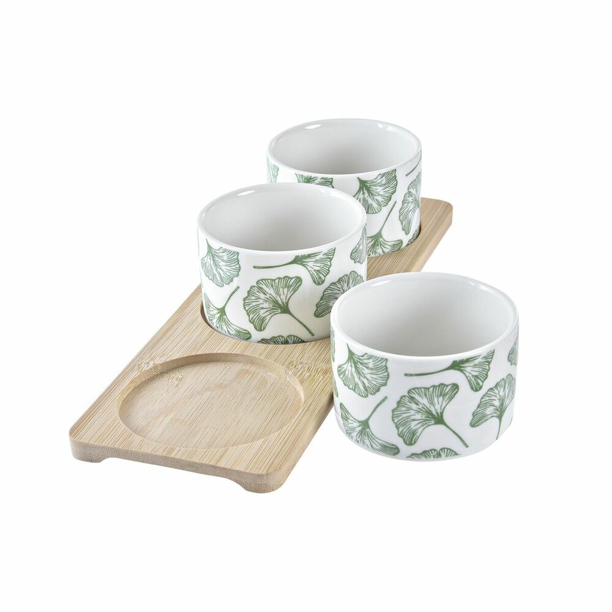 Tilltuggsset DKD Home Decor Bambu Stengods Blad 3 Delar 4 Delar 28 x 9,7 x 1,5 cm - 4