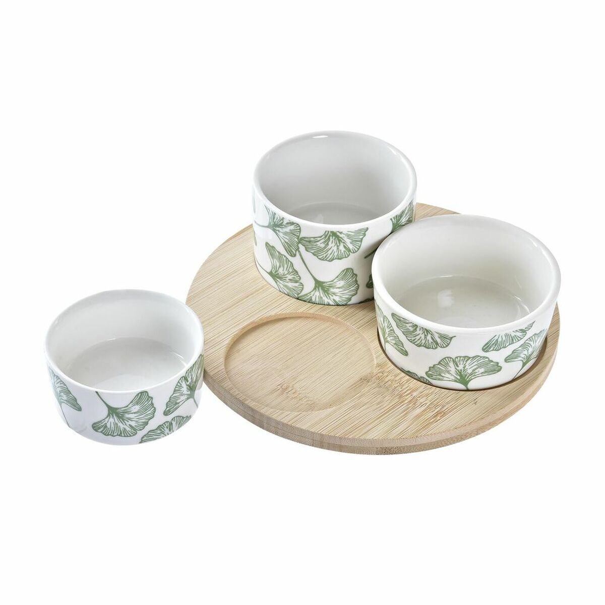 Tilltuggsset DKD Home Decor Bambu Stengods Blad Tropiskt 4 Delar 18 x 18 x 1 cm - 4