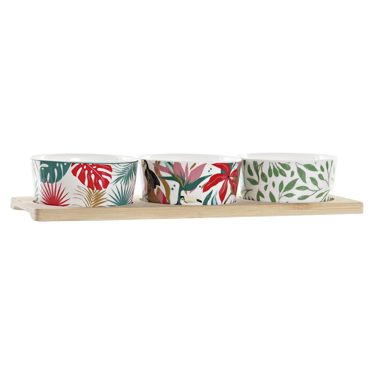 Tilltuggsset DKD Home Decor Multicolour Metall Bambu Stengods Tropiskt 4 Delar 30 x 40 cm 28,5 x 10 x 4,6 cm