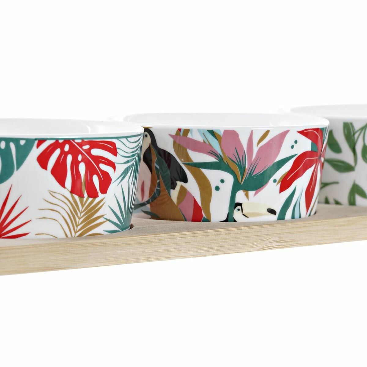 Tilltuggsset DKD Home Decor Multicolour Metall Bambu Stengods Tropiskt 4 Delar 30 x 40 cm 28,5 x 10 x 4,6 cm - 3