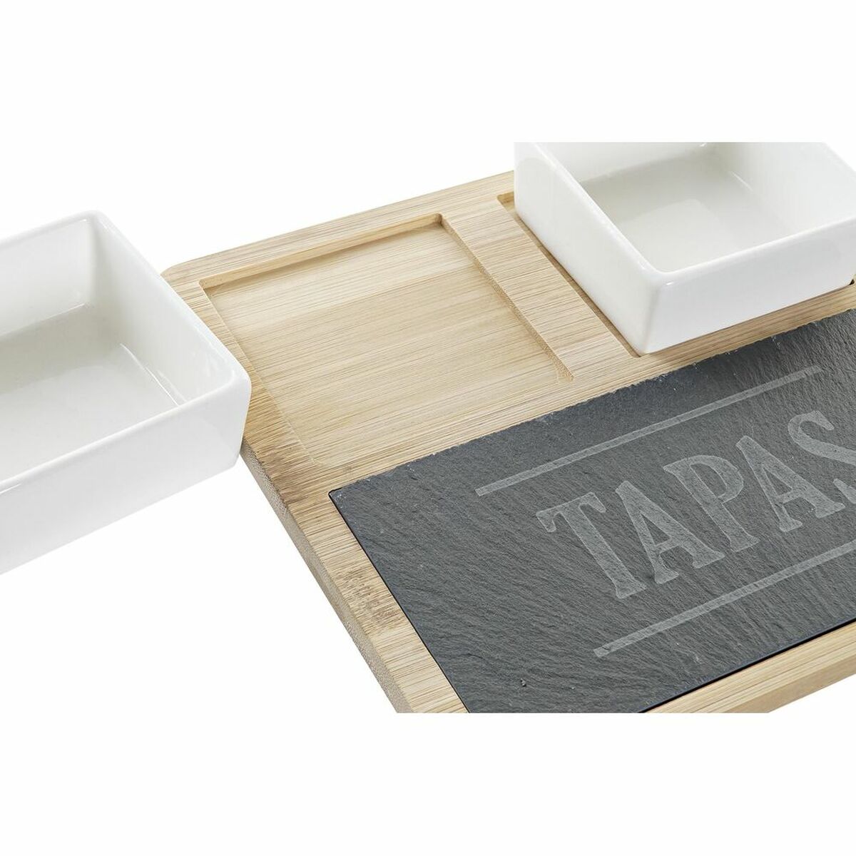 Tilltuggsset DKD Home Decor Tapas Bambu Stengods Skiffer 3 Delar 31 x 20 x 5 cm - 3