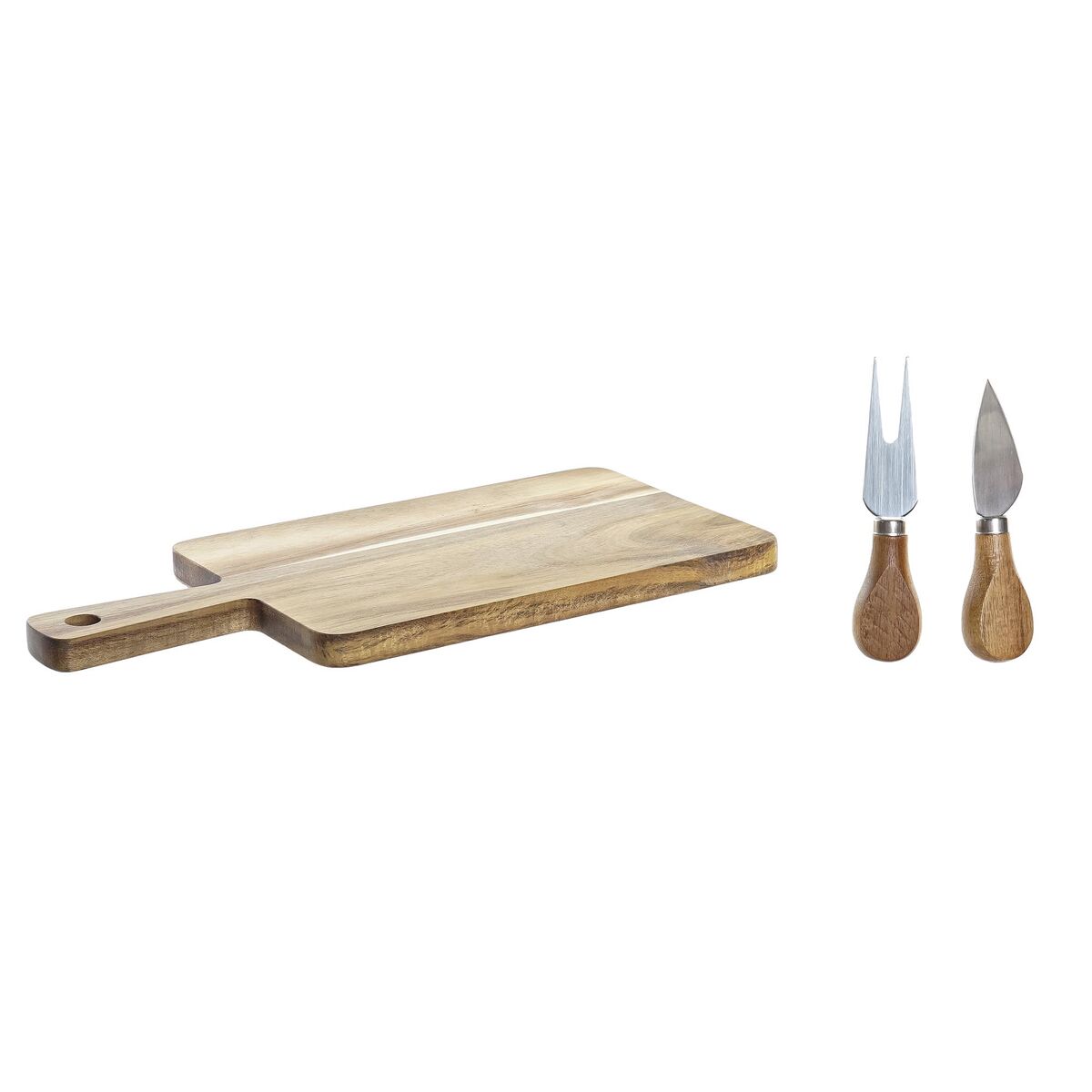Skärbräda DKD Home Decor 2 knivar Rostfritt stål Akaciaträ 34 x 16 x 3,2 cm (3 pcs)