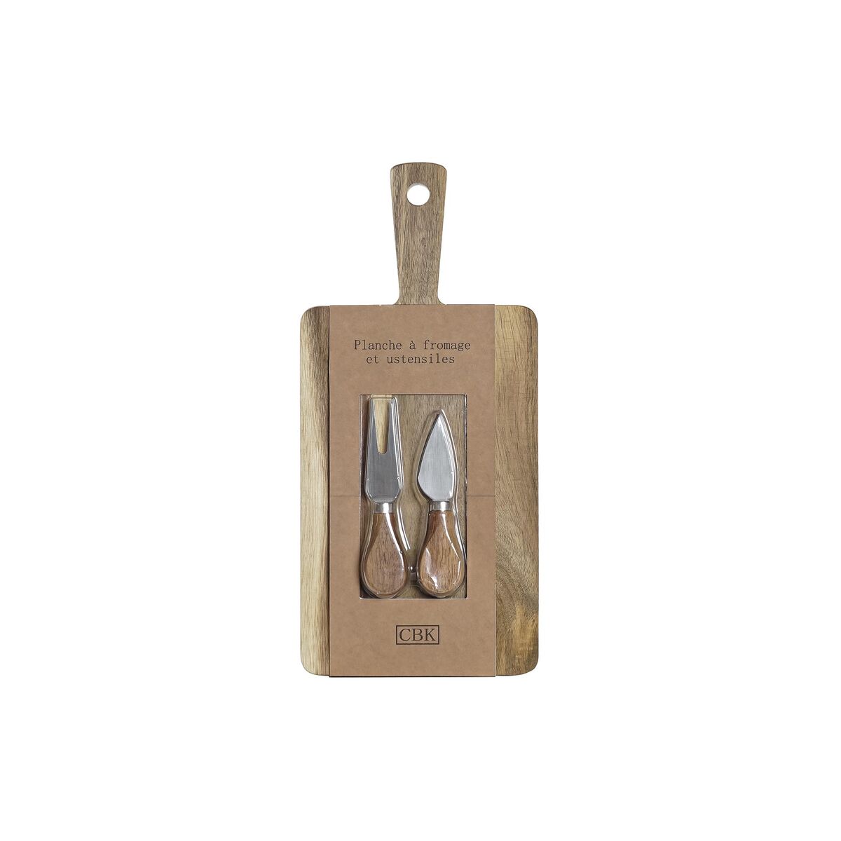 Skärbräda DKD Home Decor 2 knivar Rostfritt stål Akaciaträ 34 x 16 x 3,2 cm (3 pcs) - 3