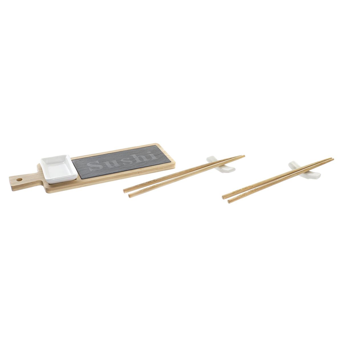 Sushiset DKD Home Decor Bambu Skiffer Naturell Orientalisk 28 x 9 x 2 cm (3 Delar) (6 Delar)