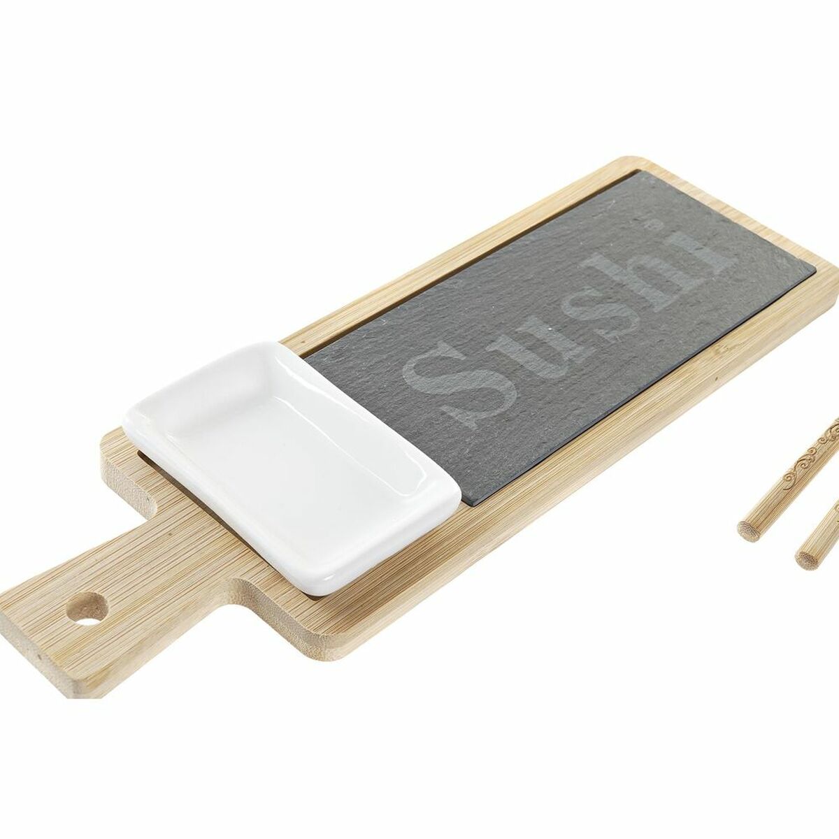 Sushiset DKD Home Decor Bambu Skiffer Naturell Orientalisk 28 x 9 x 2 cm (3 Delar) (6 Delar) - 2
