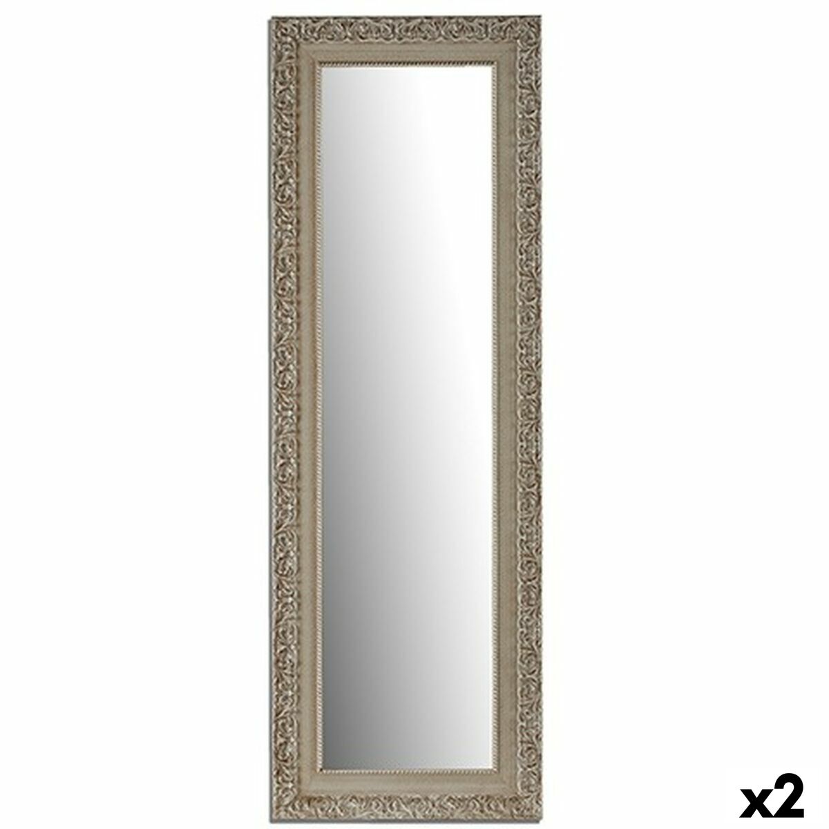 Väggspegel Vit Trä Glas 45,5 x 136 x 1,5 cm (2 antal)