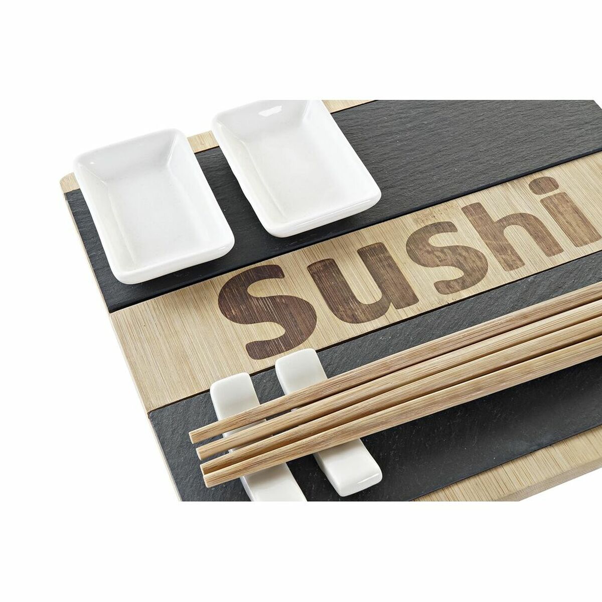 Sushiset DKD Home Decor Svart Naturell Bambu Skiffer Orientalisk 25 x 22 x 3 cm - 2