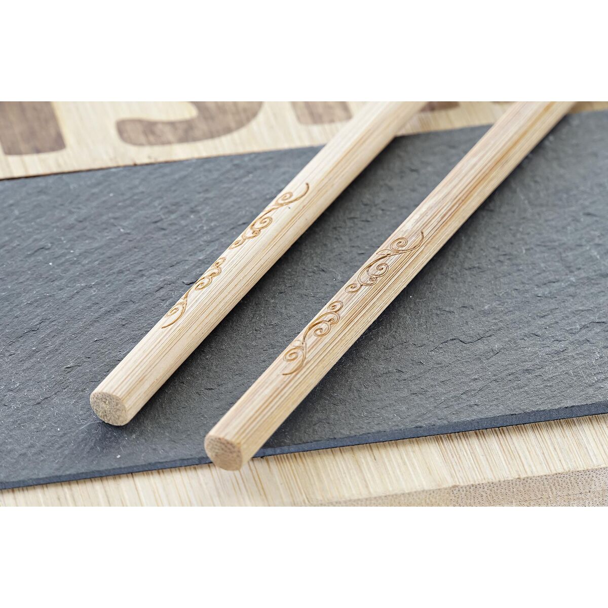 Sushiset DKD Home Decor Svart Naturell Bambu Skiffer Orientalisk 25 x 22 x 3 cm - 4