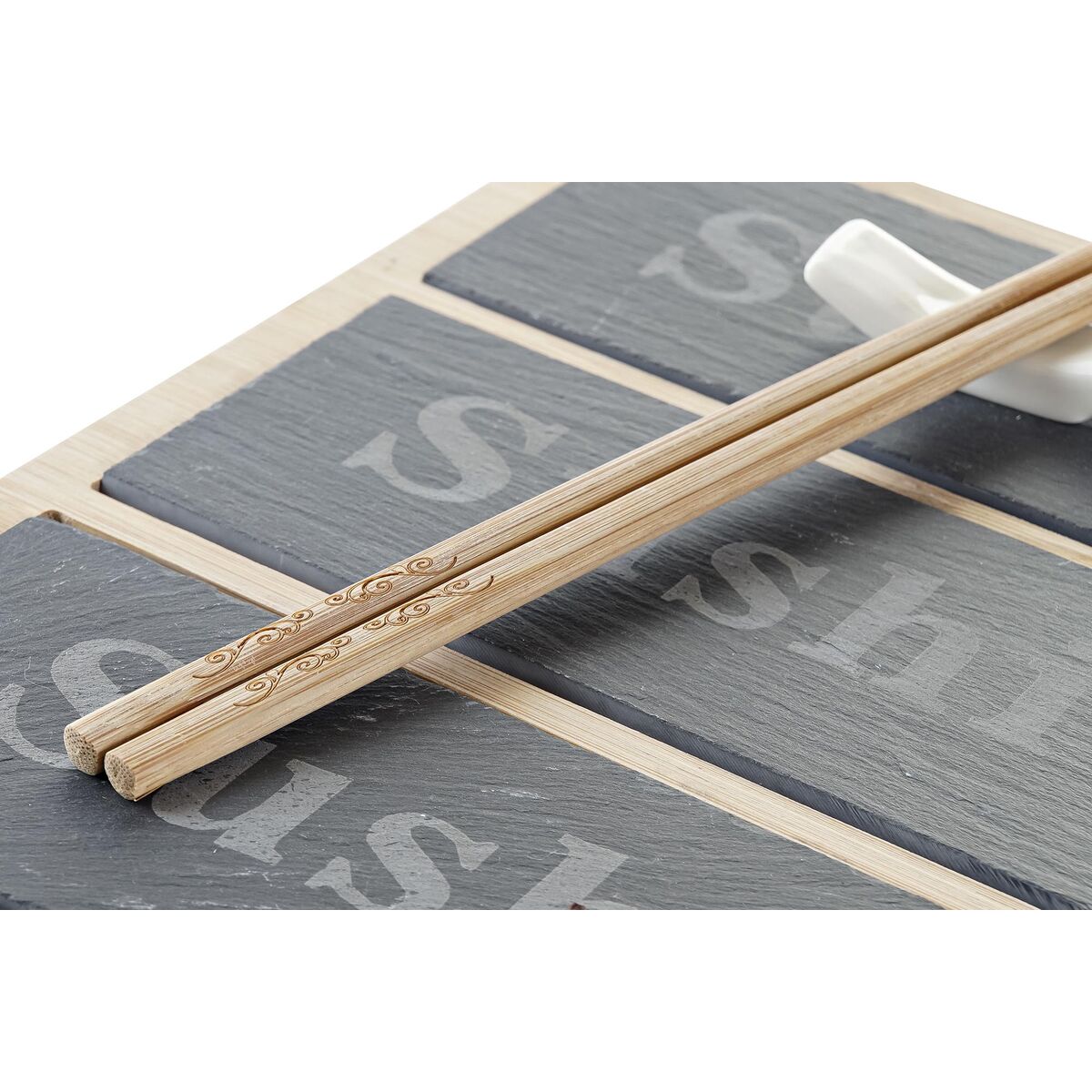 Sushiset DKD Home Decor Bambu Skiffer Svart Naturell Orientalisk 25 x 19 x 3 cm - 3