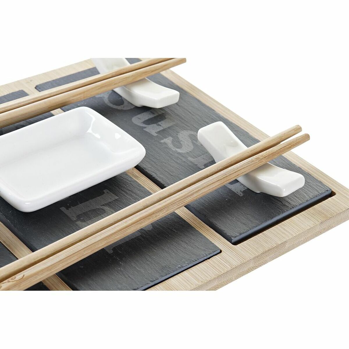 Sushiset DKD Home Decor Bambu Skiffer Svart Naturell Orientalisk 25 x 19 x 3 cm - 2