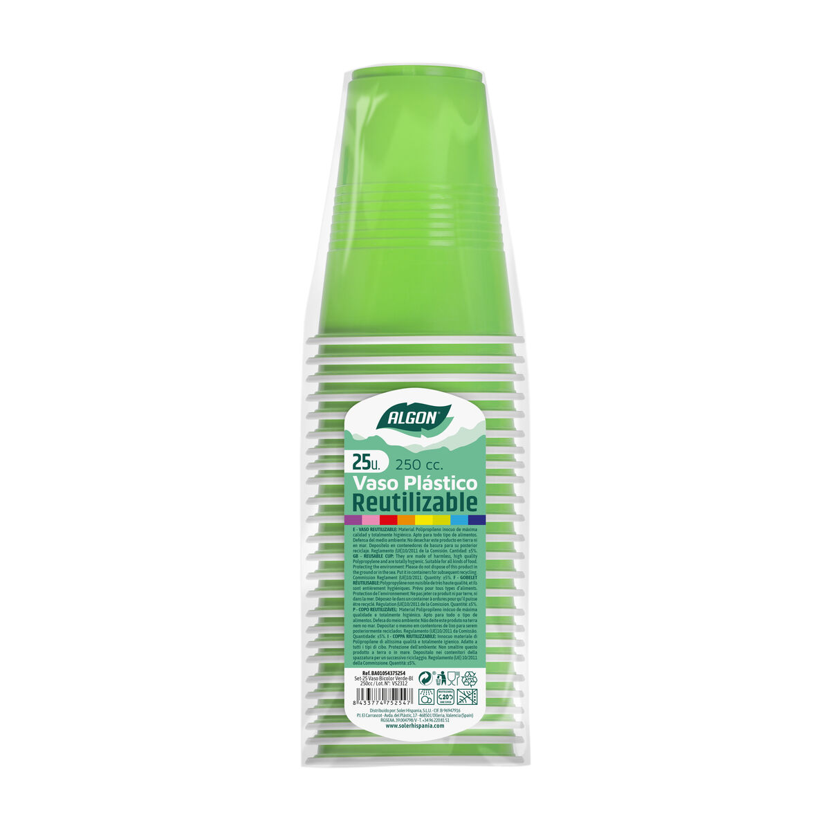 Set med återanvändbara glas Algon Grön 25 antal 250 ml - 2