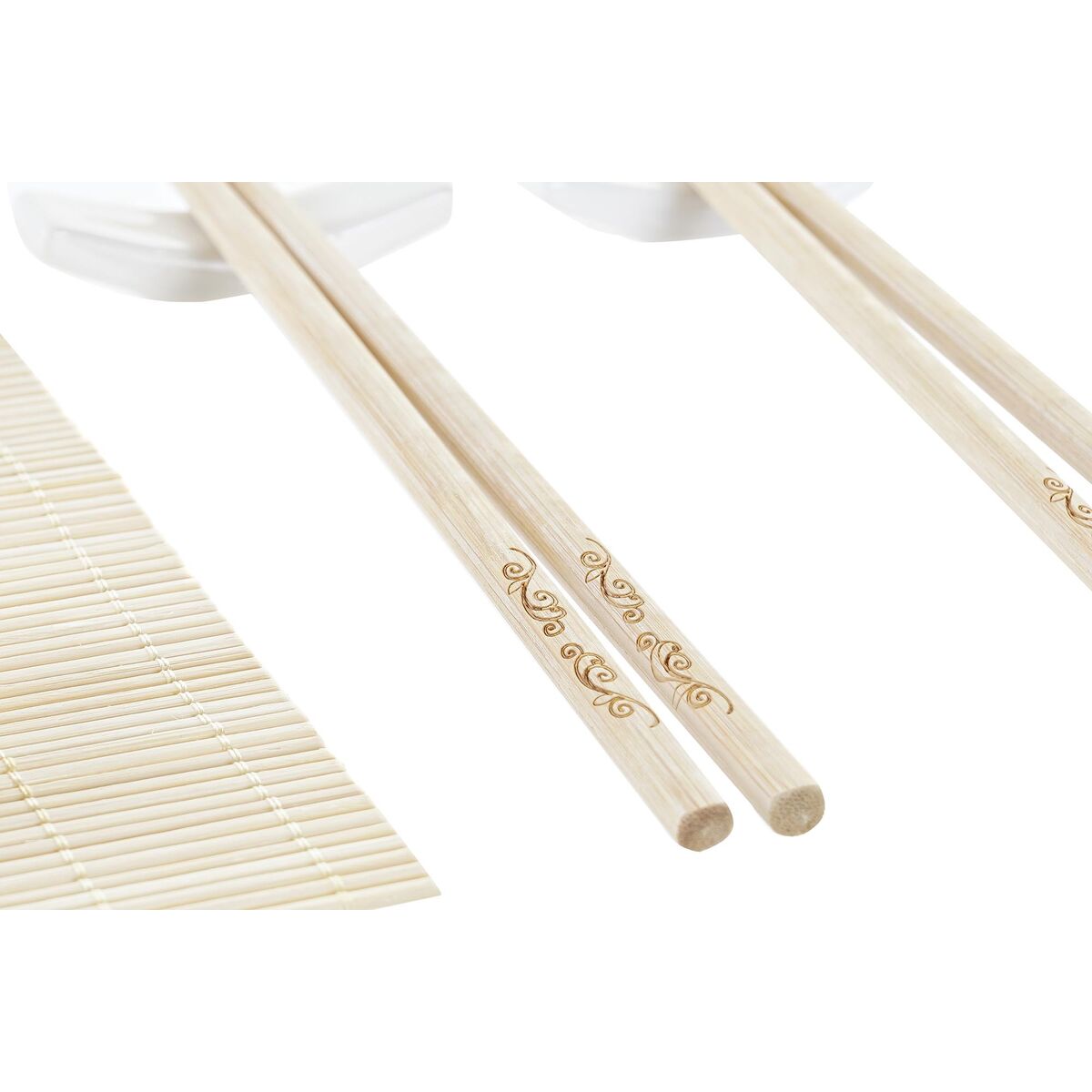 Sushiset DKD Home Decor Metall Bambu Vit Naturell Orientalisk 30 x 40 cm 28 x 22 x 2,5 cm (9 Delar) - 3
