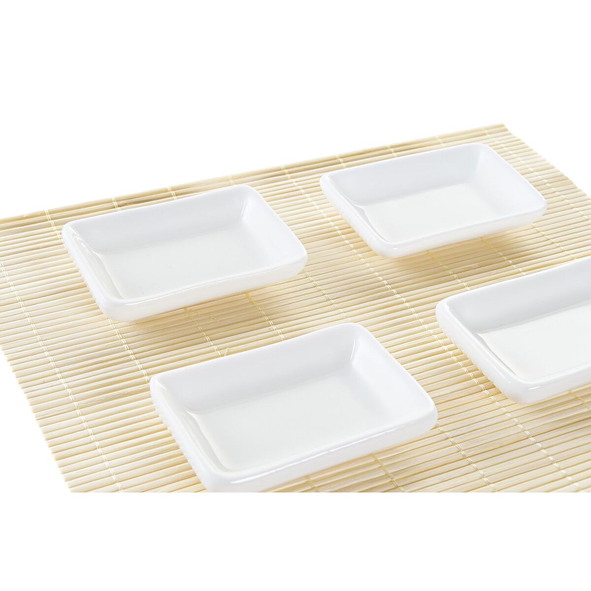 Sushiset DKD Home Decor Metall Bambu Vit Naturell Orientalisk 30 x 40 cm 28 x 22 x 2,5 cm (9 Delar) - 4