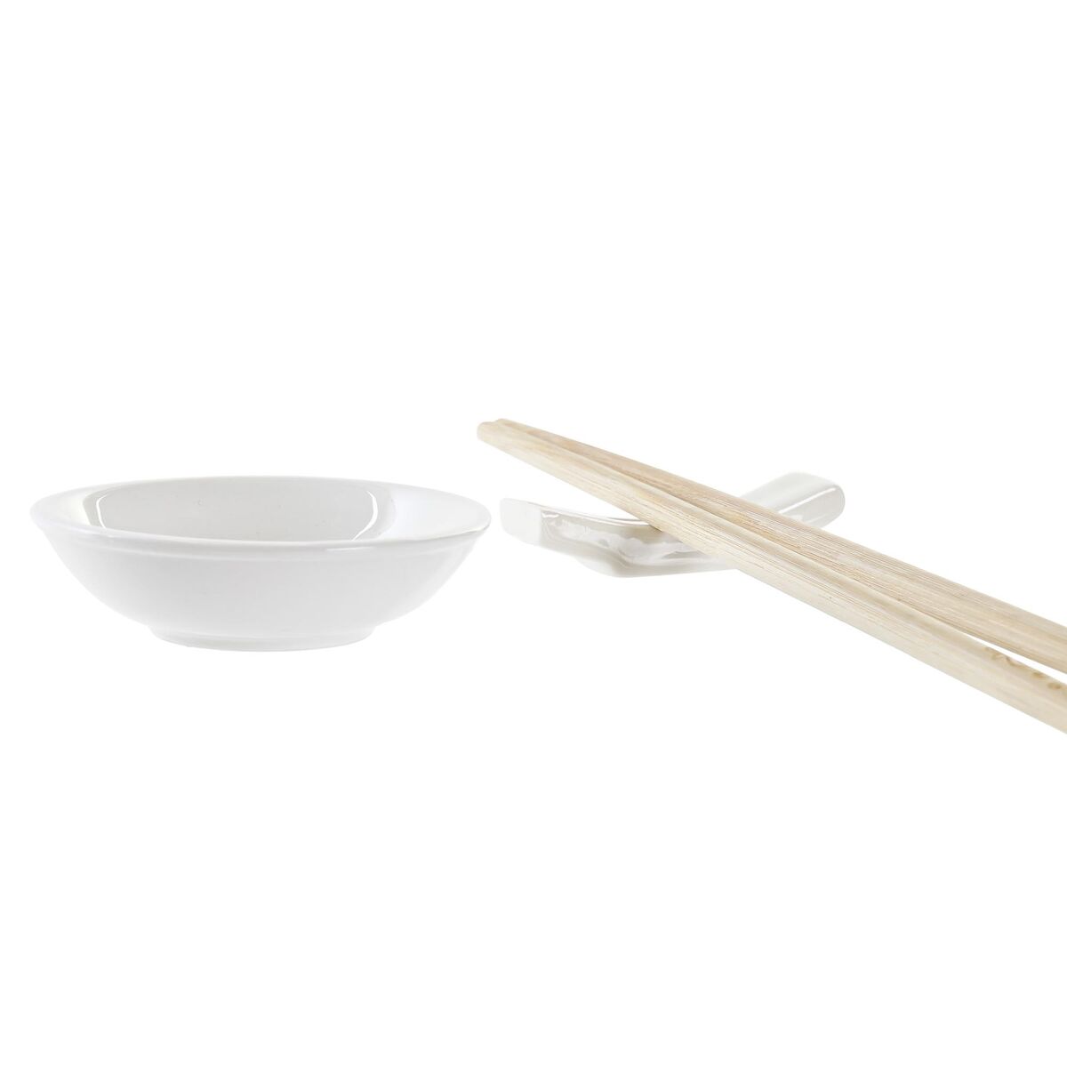 Sushiset DKD Home Decor Bambu Stengods Vit Naturell Orientalisk 27,3 x 20,3 x 2,5 cm (12 antal) - 4