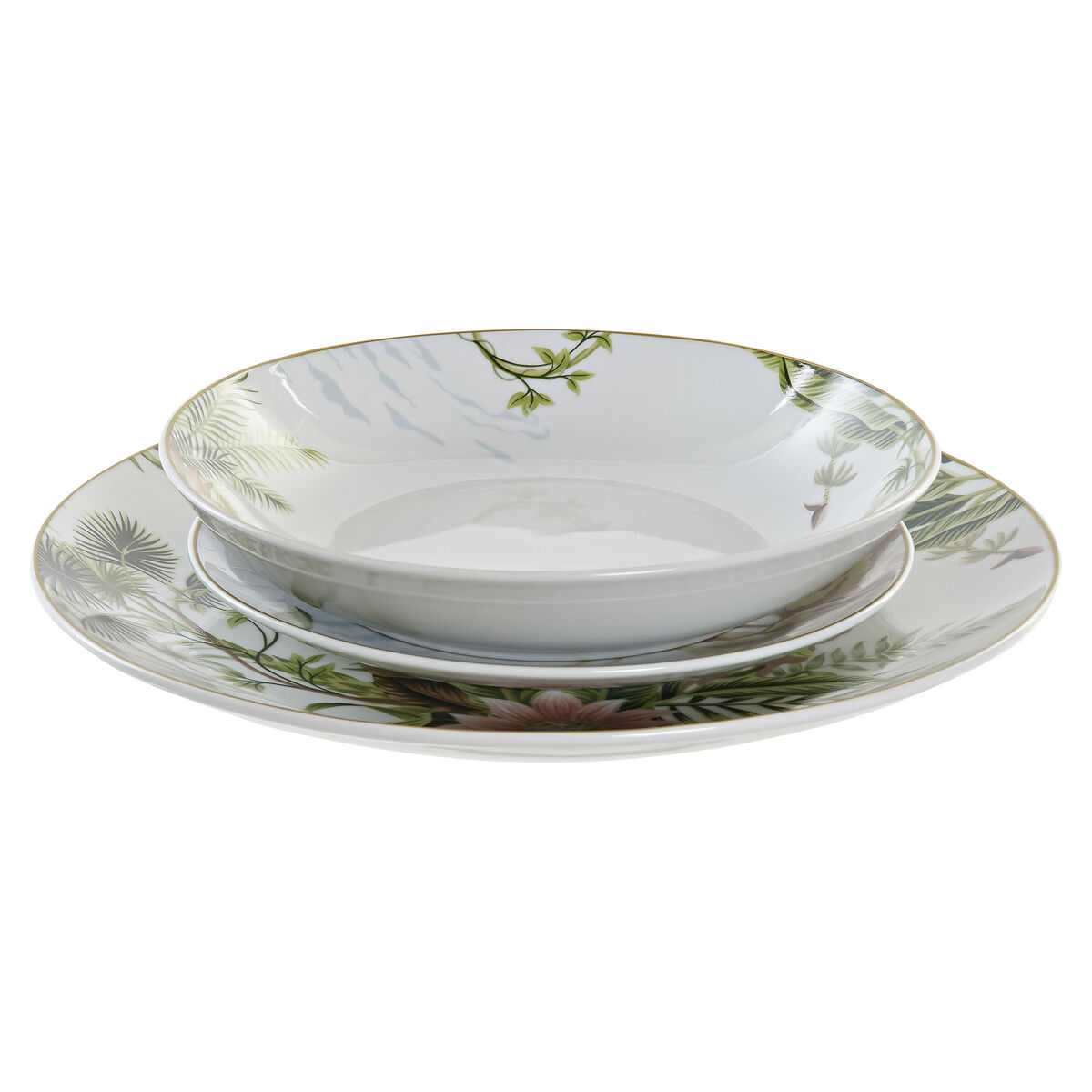 Servissats DKD Home Decor Tropiskt Porslin (18 pcs) - 2