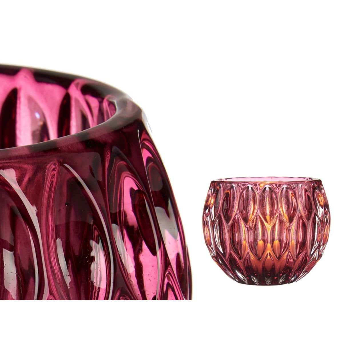 Ljusstakar Sexkantig Rosa Glas 11 x 9 x 11 cm (6 antal) - 2