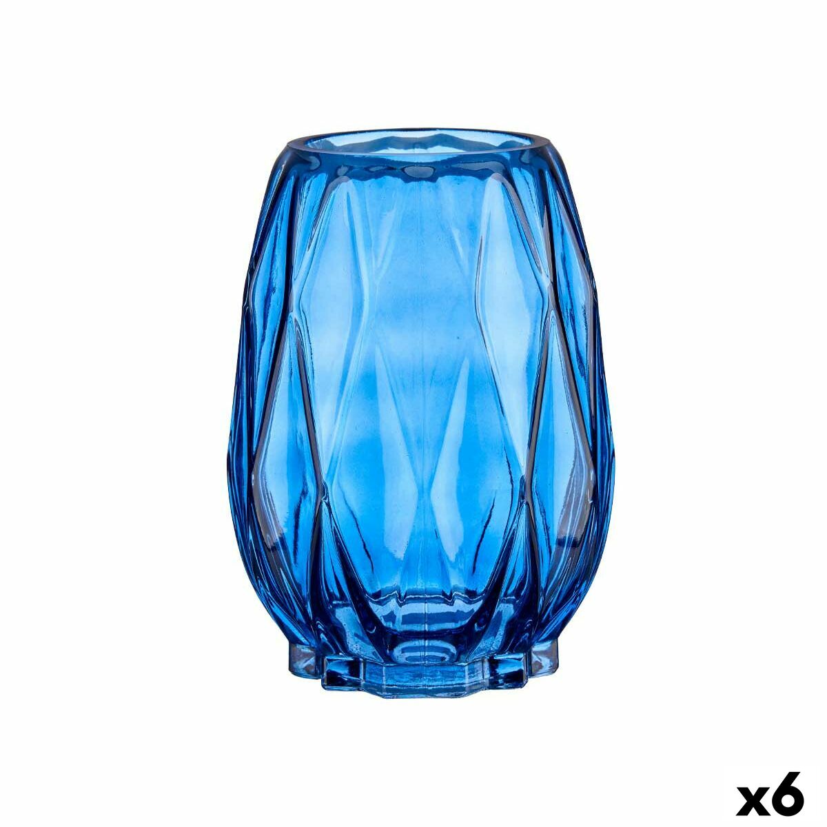 Vas Gravyr Romb Blå Glas 13,5 x 19 x 13,5 cm (6 antal)