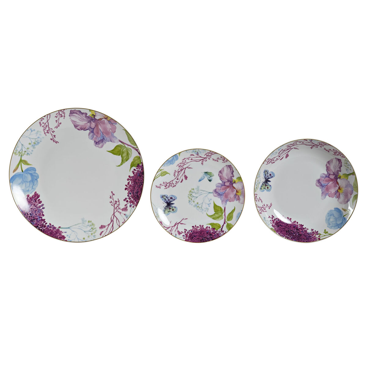 Servissats DKD Home Decor Fjäril Porslin (18 pcs)