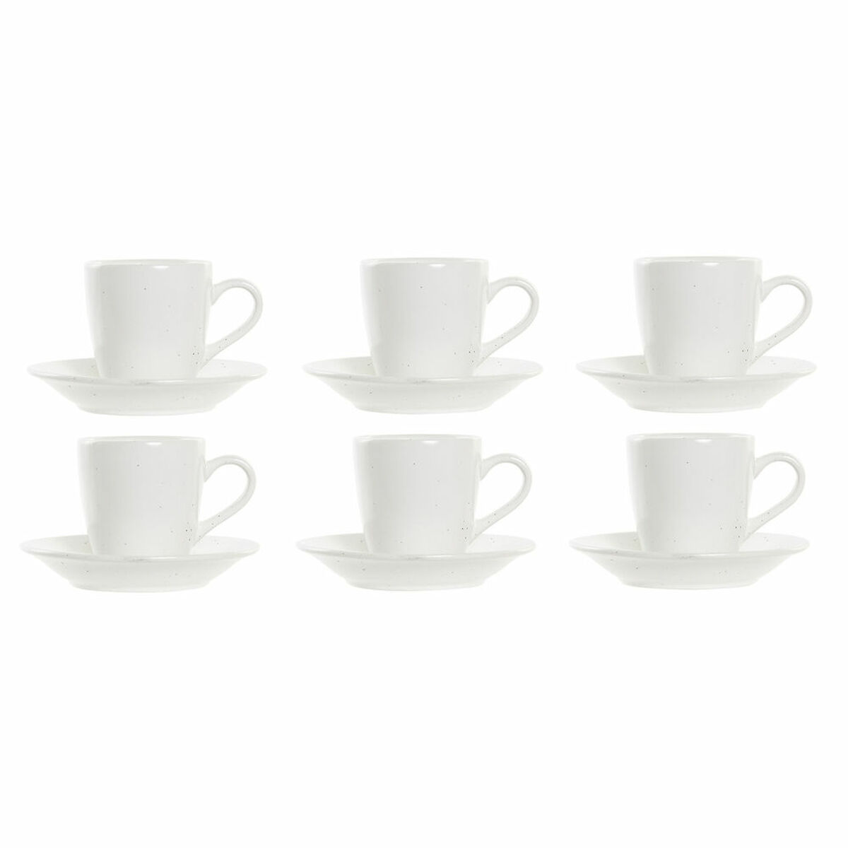Set med kaffekoppar DKD Home Decor Naturell Gummiträ Vit Stengods 90 ml