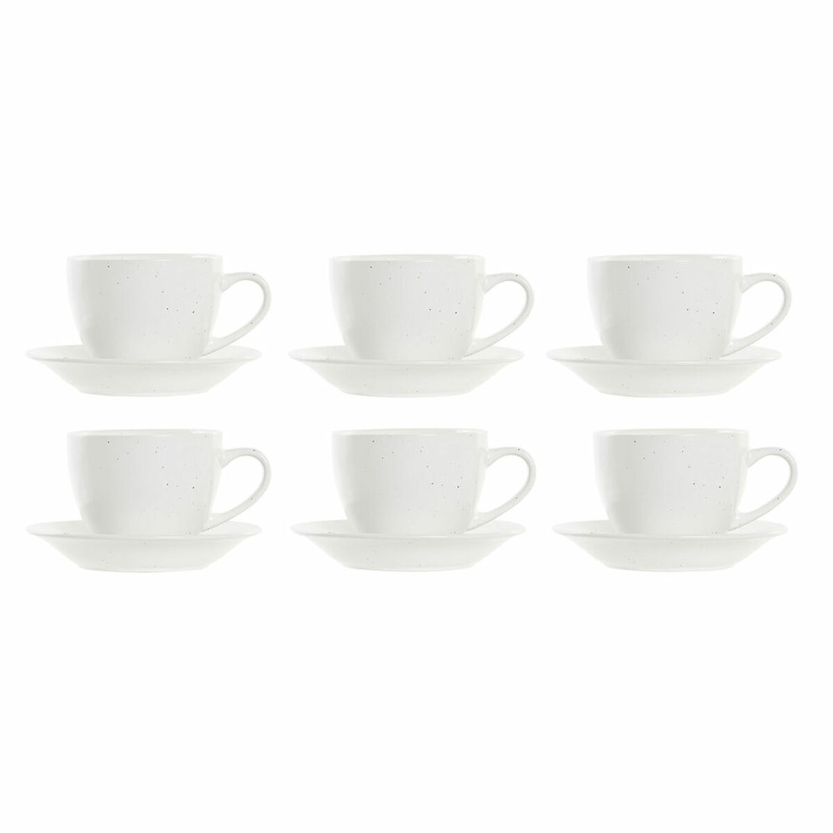 Set med kaffekoppar DKD Home Decor Naturell Gummiträ Vit Stengods 150 ml
