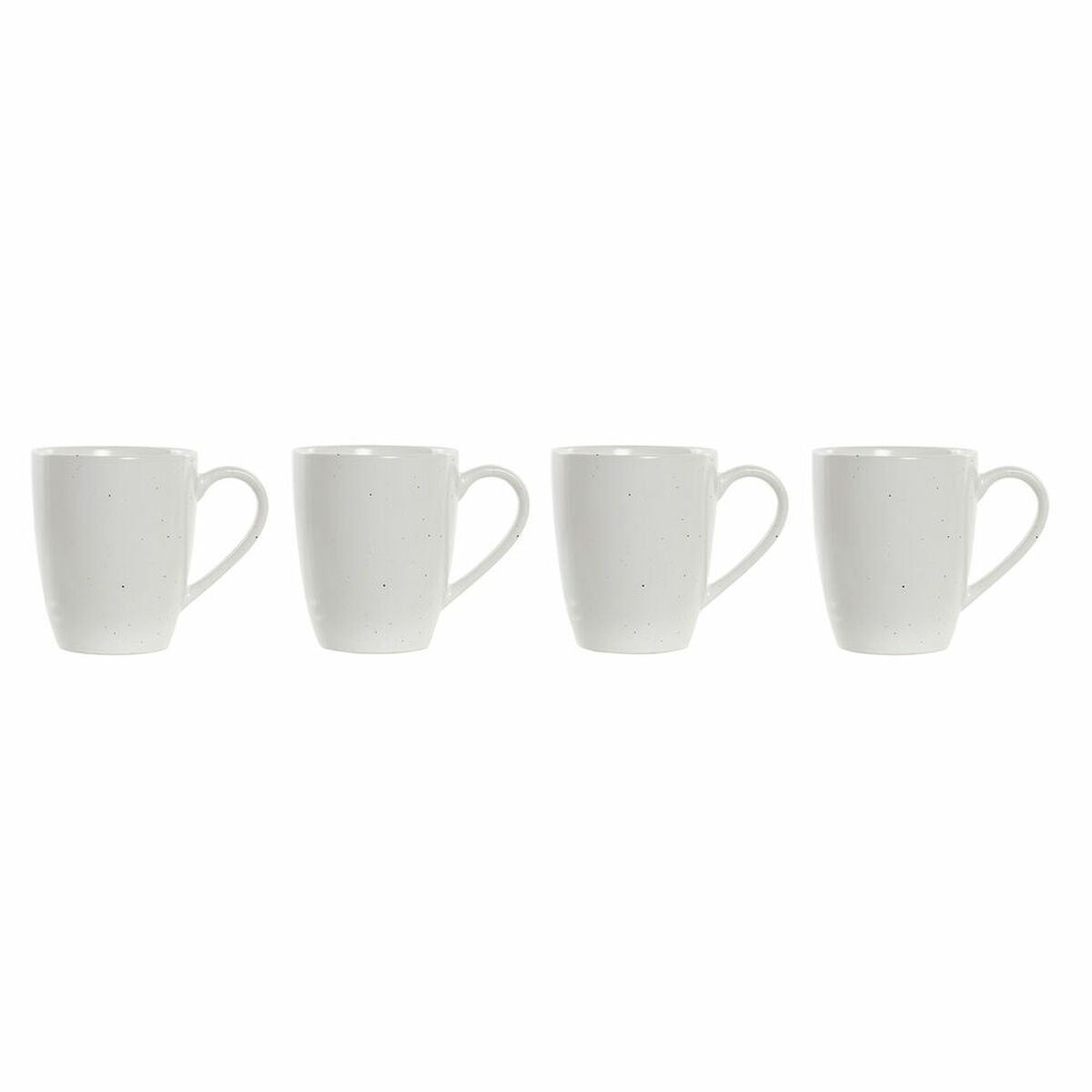 Set med 4 muggar DKD Home Decor Naturell Gummiträ Vit 300 ml Stengods