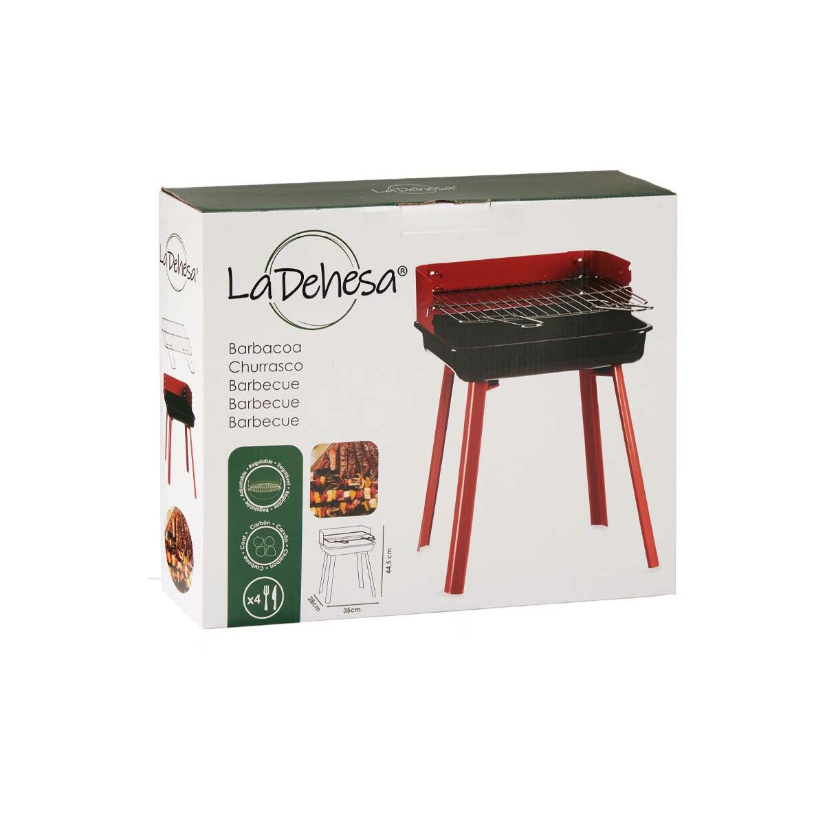Kolgrill med ben Röd Järn 28 x 44,5 x 35 cm (6 antal) - 2