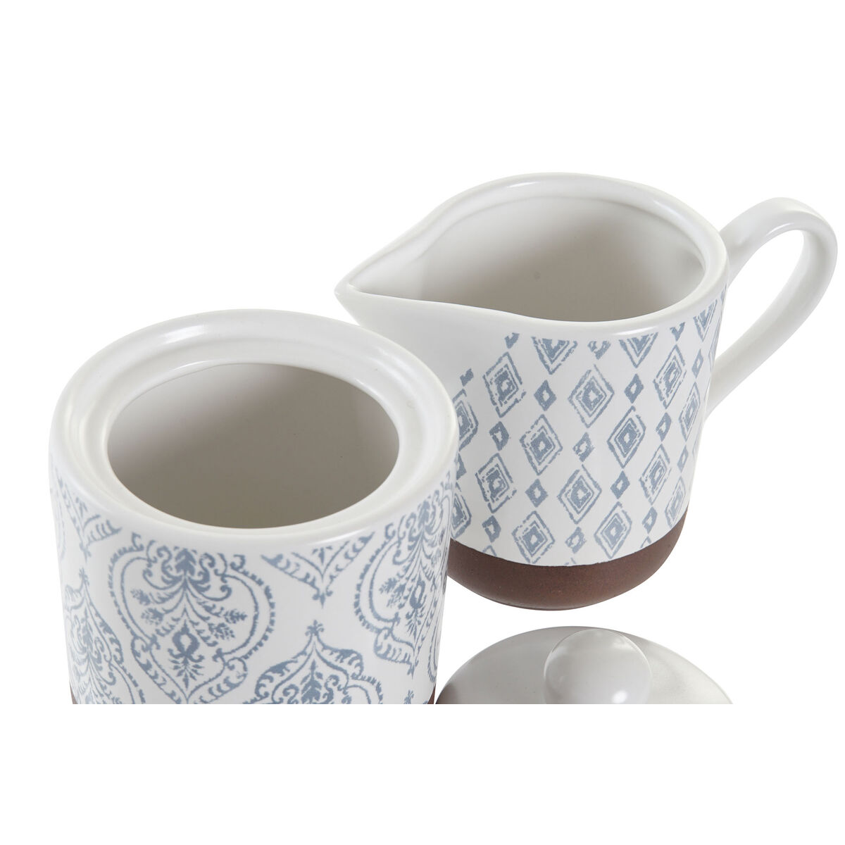 Sockerströare DKD Home Decor Blå Vit Brun Stengods 12,5 x 6,5 x 8 cm (2 pcs) - 2