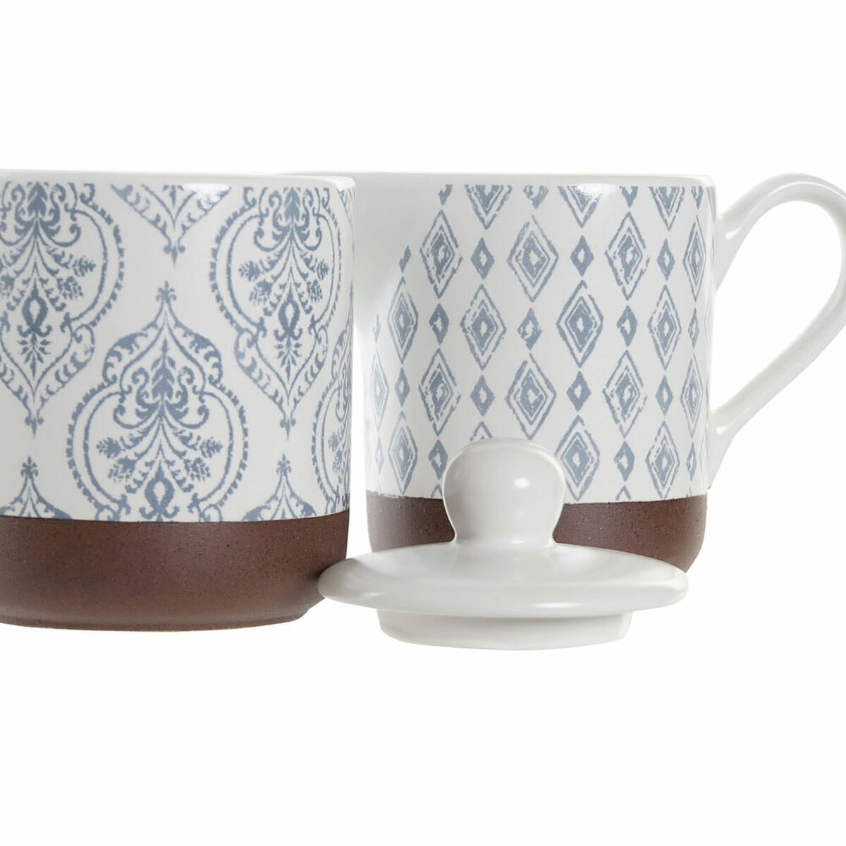 Sockerströare DKD Home Decor Blå Vit Brun Stengods 12,5 x 6,5 x 8 cm (2 pcs) - 3