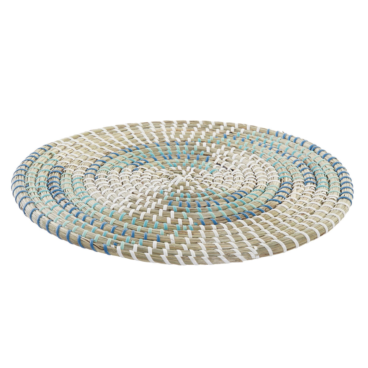 Bordsunderlägg DKD Home Decor Vit Turkos Naturell 33 x 1 x 33 cm
