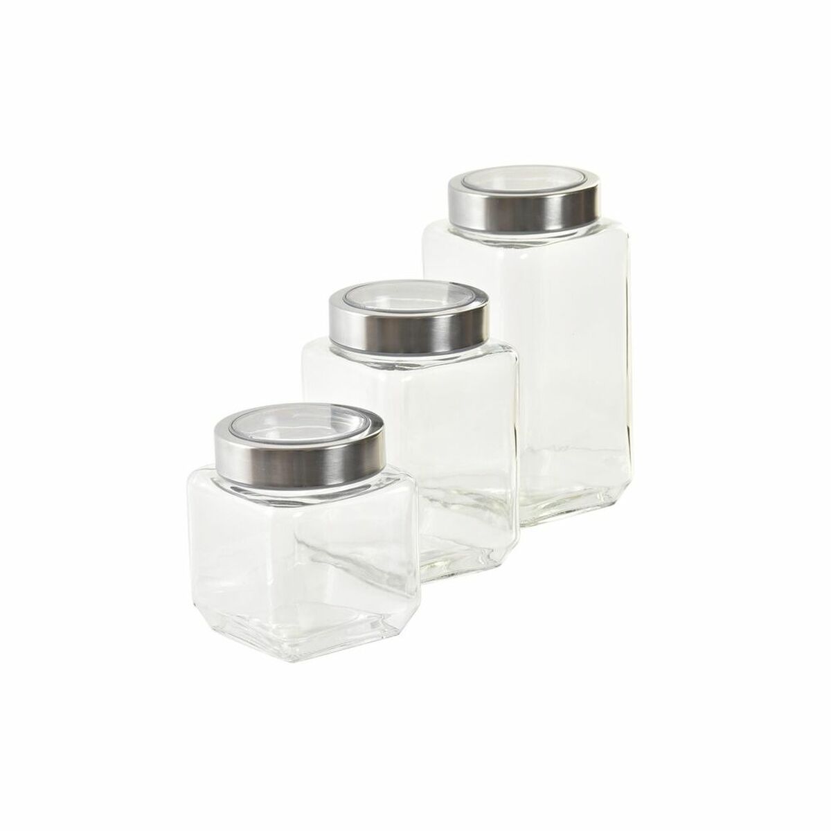 Uppsättning med 3 Burkar DKD Home Decor 750 ml 8,5 x 8,5 x 18 cm - 3