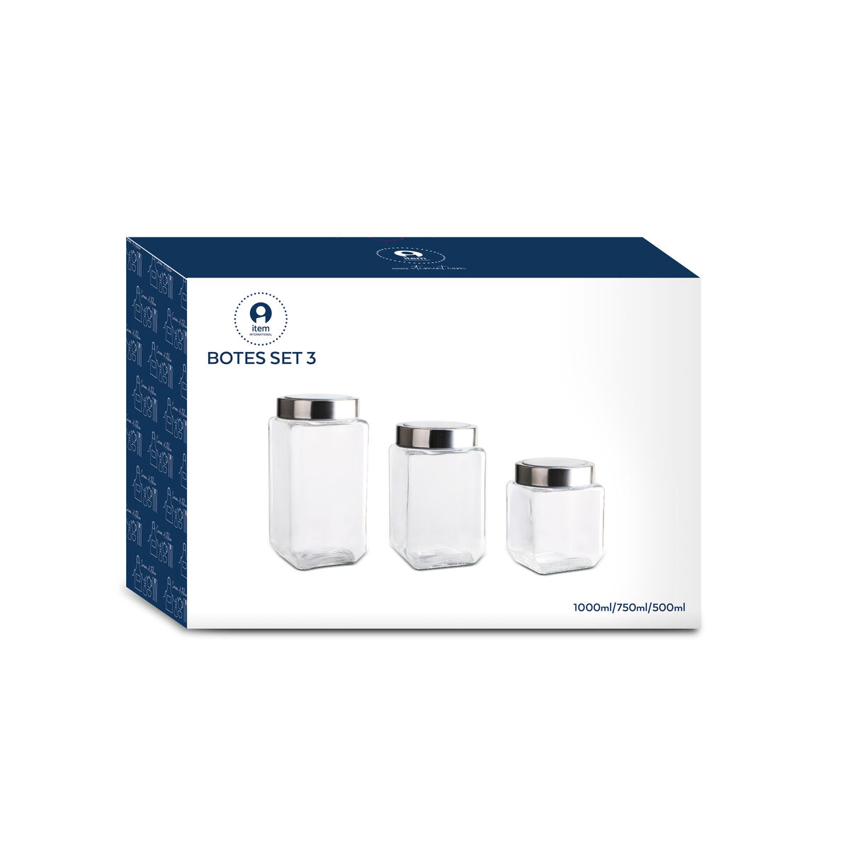 Uppsättning med 3 Burkar DKD Home Decor 750 ml 8,5 x 8,5 x 18 cm - 2