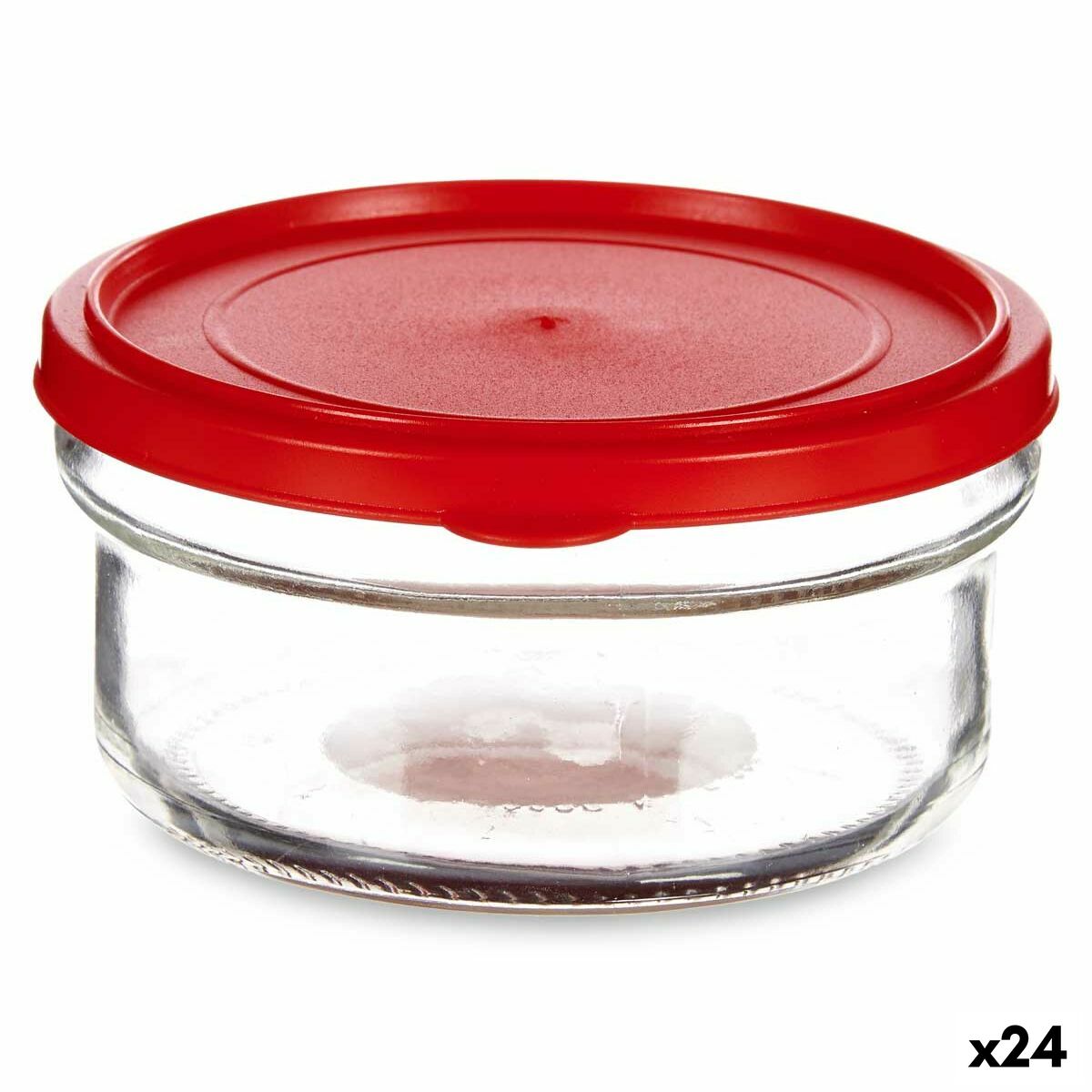 Rund matlåda med lock Röd Plast 415 ml 12 x 6 x 12 cm (24 antal)