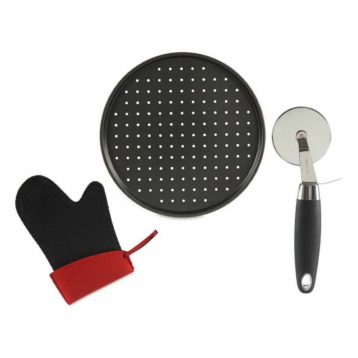Köksuppsättning Pizza Svart Rostfritt stål Plast 33 x 2 x 33 cm (12 antal) - 2