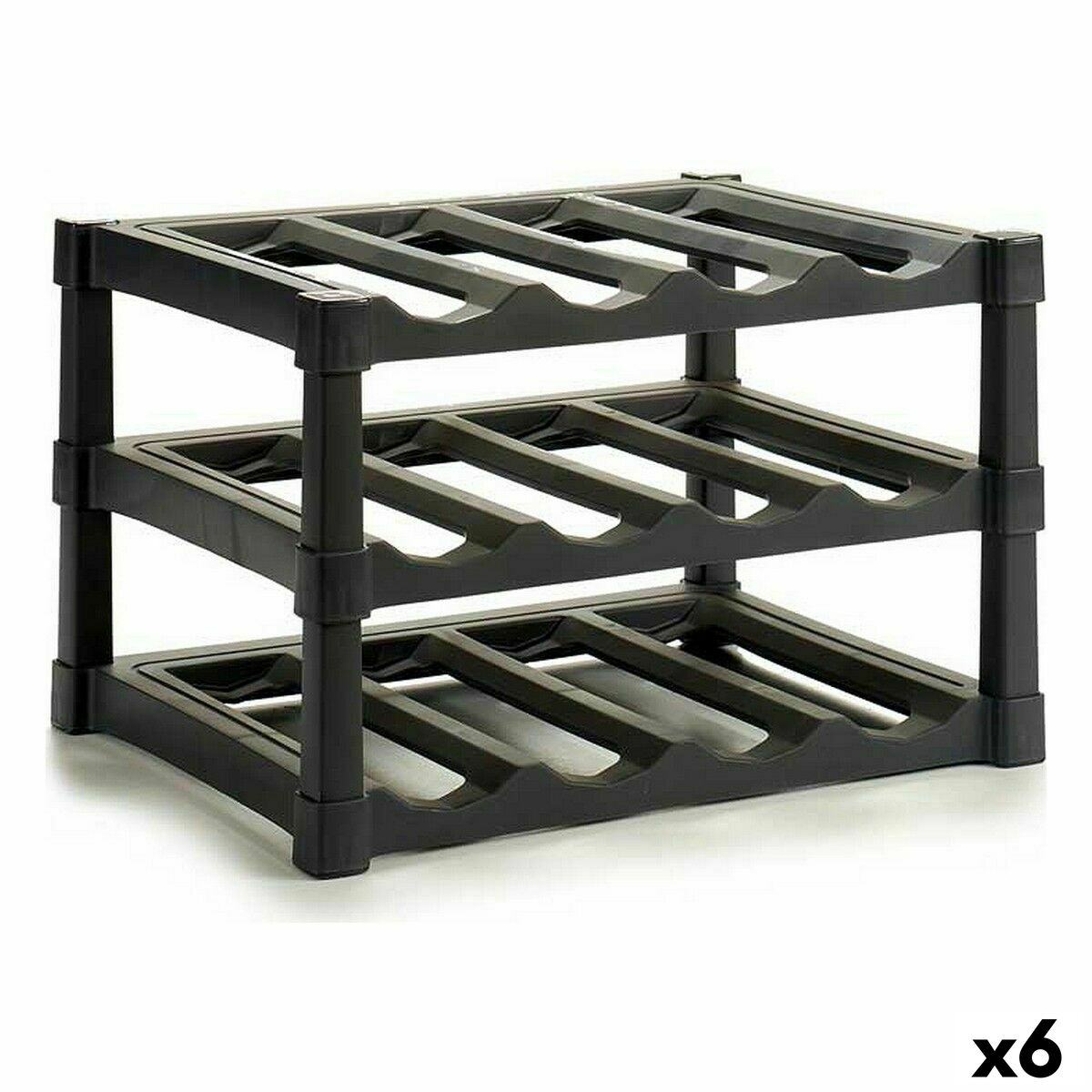 Flaskställ Svart Plast 39 x 30 x 28 cm (6 antal)