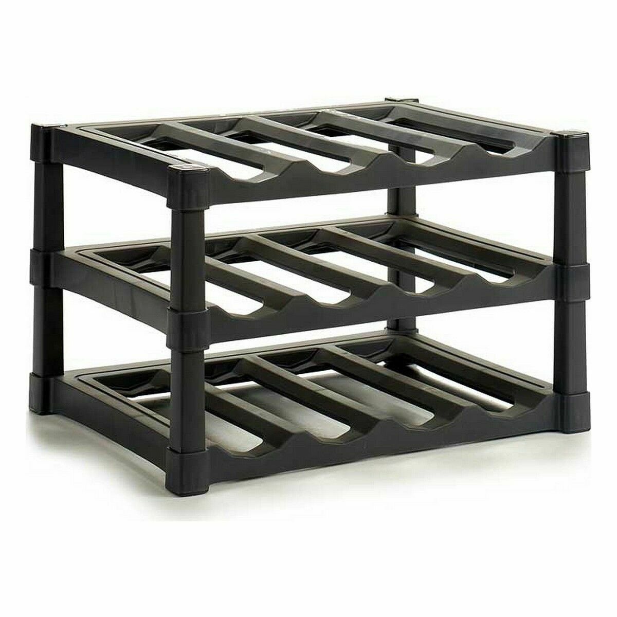 Flaskställ Svart Plast 39 x 30 x 28 cm (6 antal) - 2