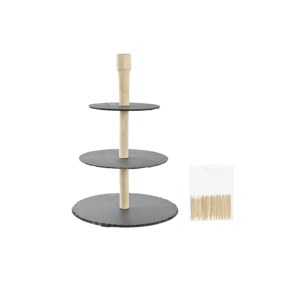 Snacksbricka DKD Home Decor Stöd med tre nivåer Bambu Skiffer 28 x 28 x 39,5 cm - 4