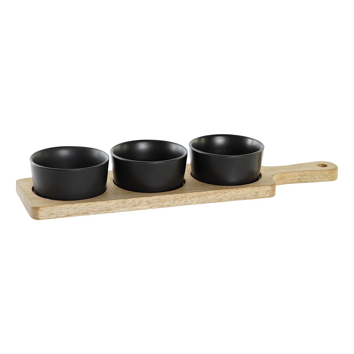 Snacksbricka DKD Home Decor Svart Naturell Akaciaträ Stengods 38 x 10 x 5,2 cm - 4