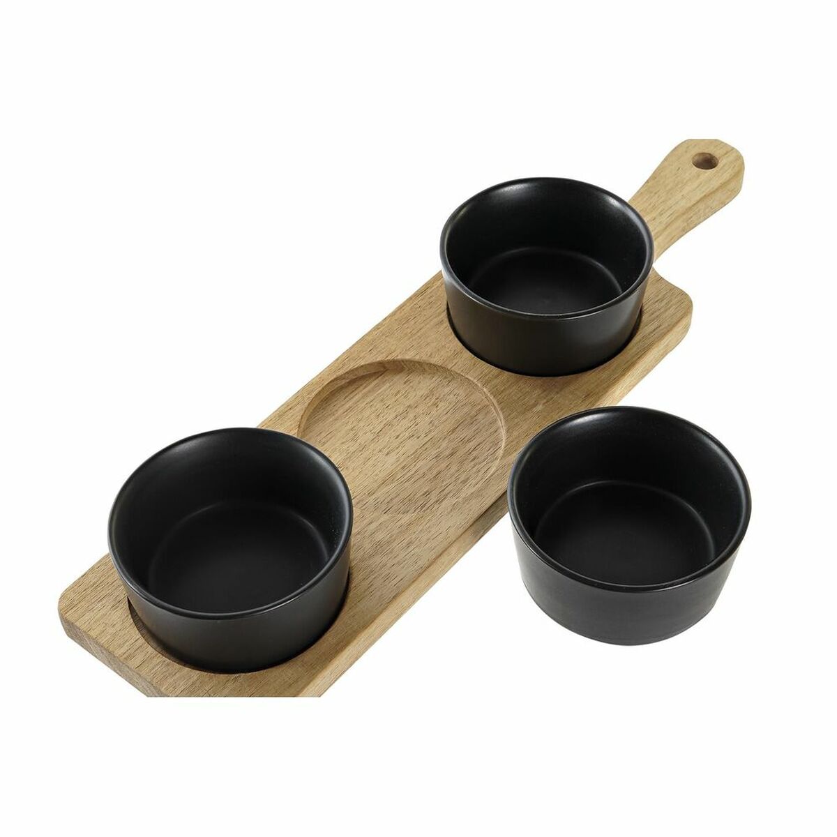 Snacksbricka DKD Home Decor Svart Naturell Akaciaträ Stengods 38 x 10 x 5,2 cm - 6