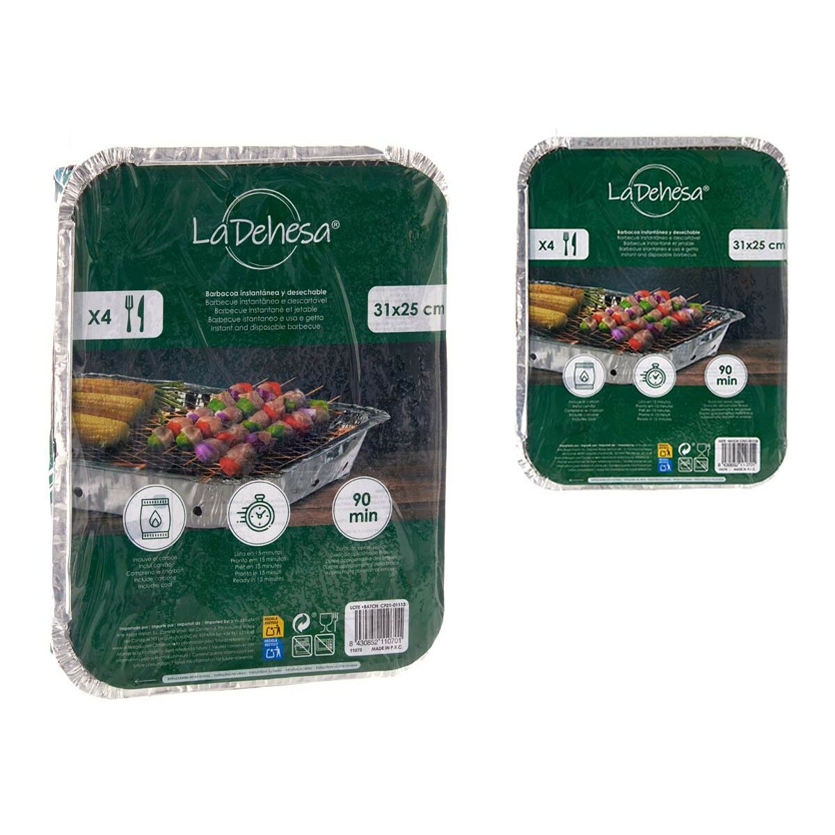Engångsgrill Aluminium Askgrå 23,5 x 6 x 30,5 cm (12 antal) - 2